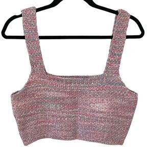 Forever 21 Marled Knit Sweater Tank Crop Top Pink Blue M